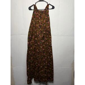 NEW Natural Life Womens Wide Leg Jumpsuit Size Medium Tie Overalls Green Floral